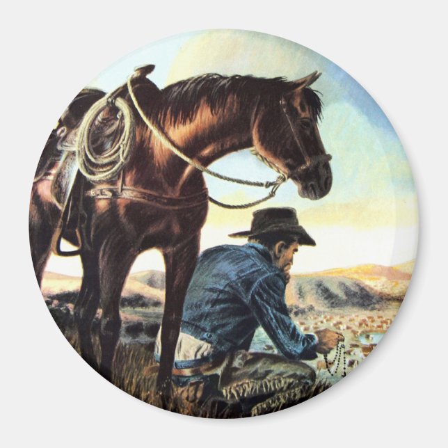 Praying Cowboy Magnet (Front)
