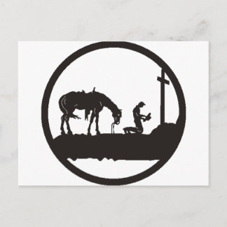 praying cowboy postcard