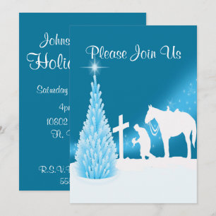 Praying Cowboy Western Holiday Party Invitation