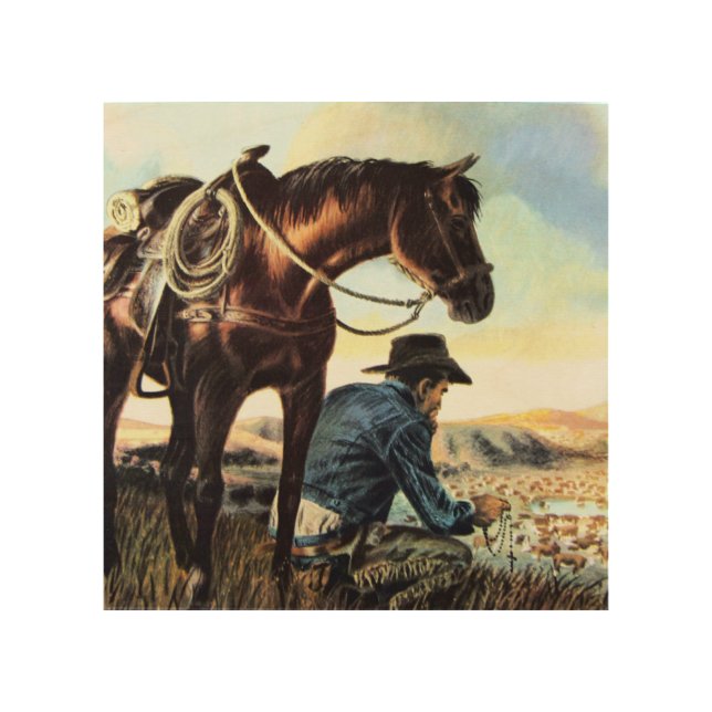 Praying Cowboy Wood Wall Art (Front)