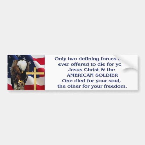 Praying Eagle American Flag Christian Cross Bumper Sticker