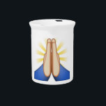 praying emoji drink pitcher<br><div class="desc">emoticon emojis outfit blue white hands pray thank you thankful Christian religious religion funny gag trendy joke cartoon anime</div>