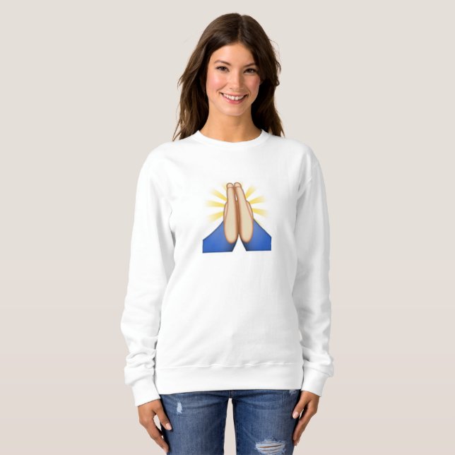 praying emoji womens sweatshirt (Front Full)