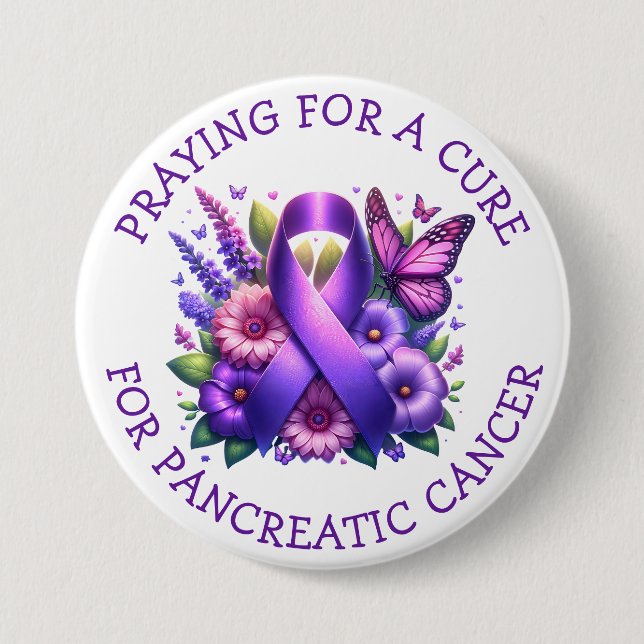 Praying for a Cure for Pancreatic Cancer Button (Front)
