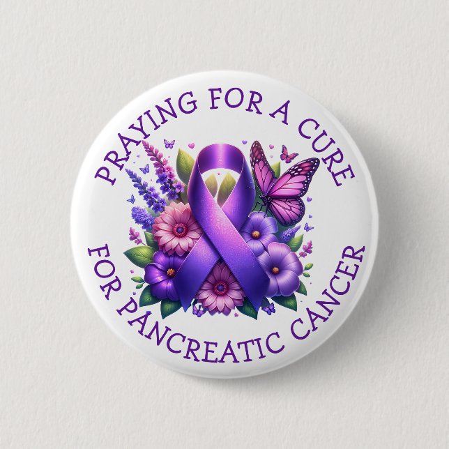 Praying for a Cure for Pancreatic Cancer Button (Front)