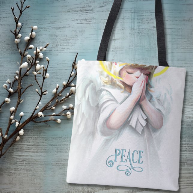 Praying for Peace Little Girl Angel Tote Bag (Creator Uploaded)