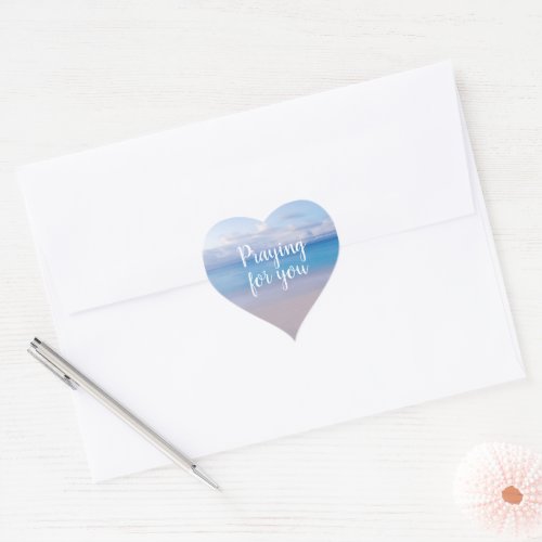 Praying For You Beach Background Heart Sticker