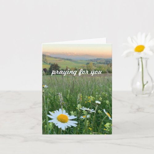 Praying for you custom text original daisy photo card