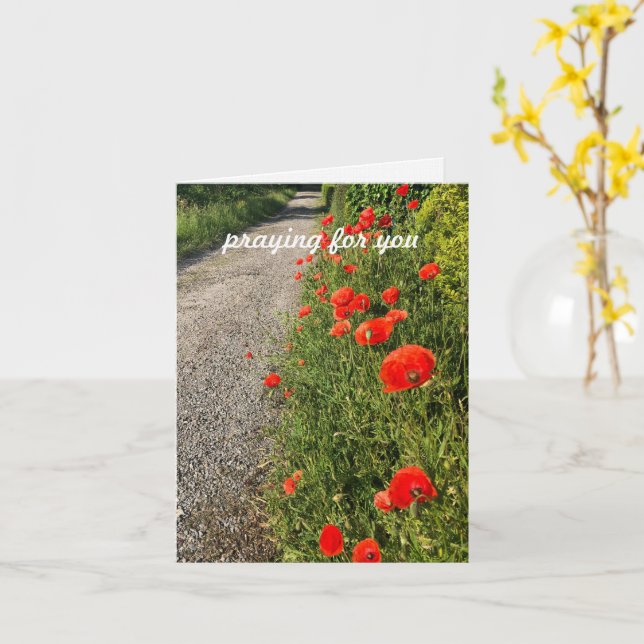 Praying for you, custom text original nature photo card (Yellow Flower)