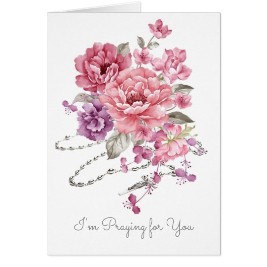 Praying for You Floral Catholic Holy Rosary (Front)
