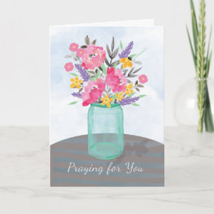 Praying for You Floral Mason Jar Faith Card