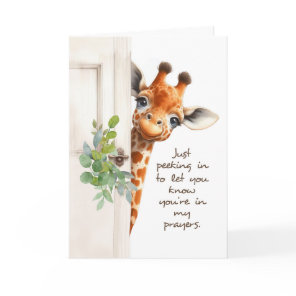Praying for You Giraffe Peeking Encouragement Card