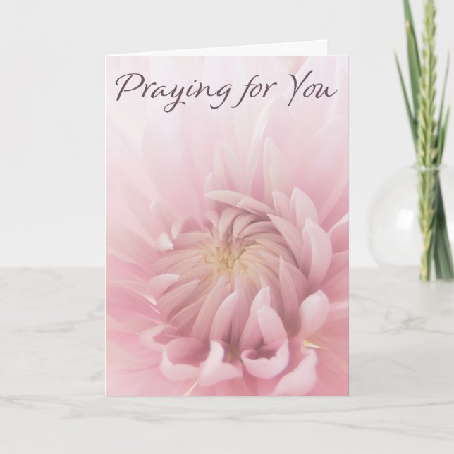 Praying for You Greeting Card Pink Flower (Front)