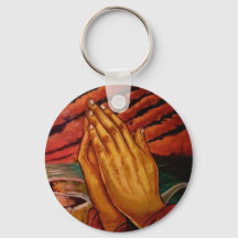 Praying Hands 2.25" Basic Button Keychain