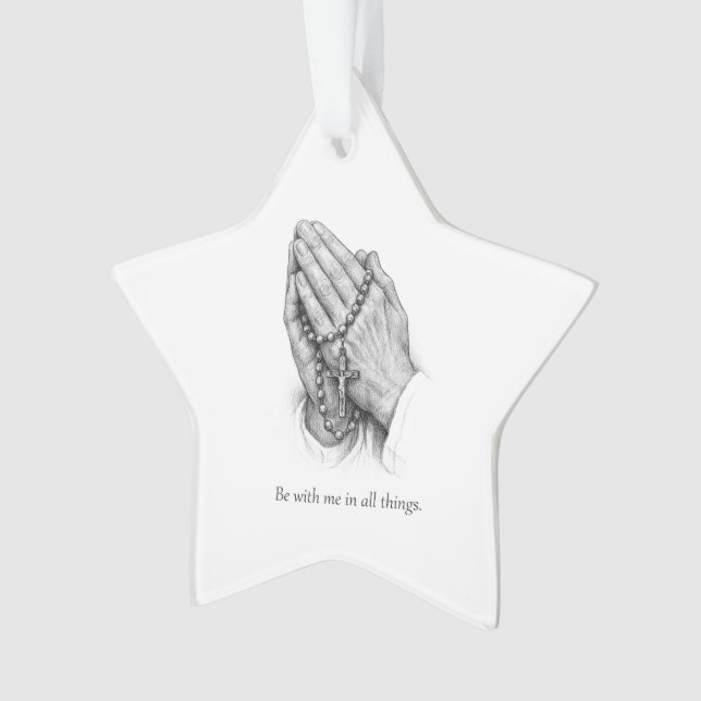 Praying Hands Acrylic Star Ornament (Front)