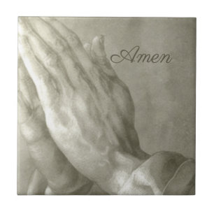 Praying Hands Amen Ceramic Tile
