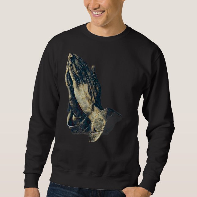 Praying Hands Amen Jesus 3 Sweatshirt (Front)