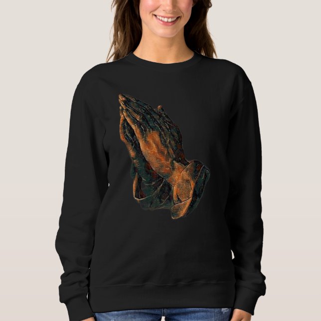 Praying Hands Amen Jesus   Sweatshirt (Front)
