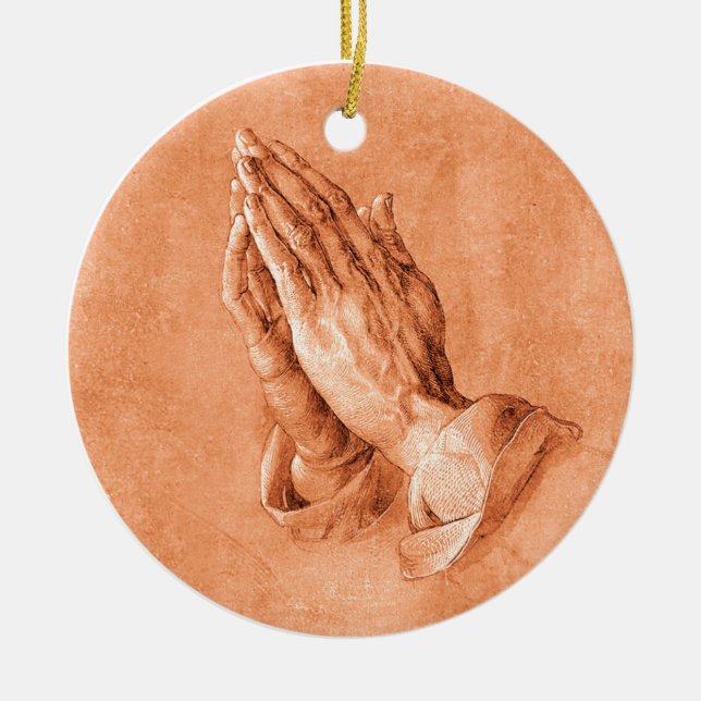 Praying Hands Ceramic Ornament (Front)