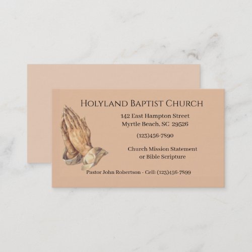 Praying Hands Church Business Cards