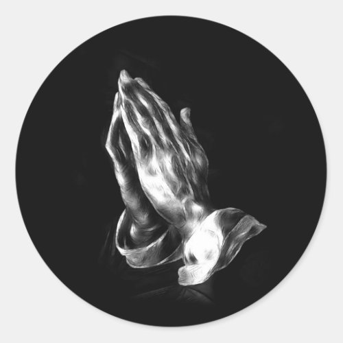 Praying hands classic round sticker