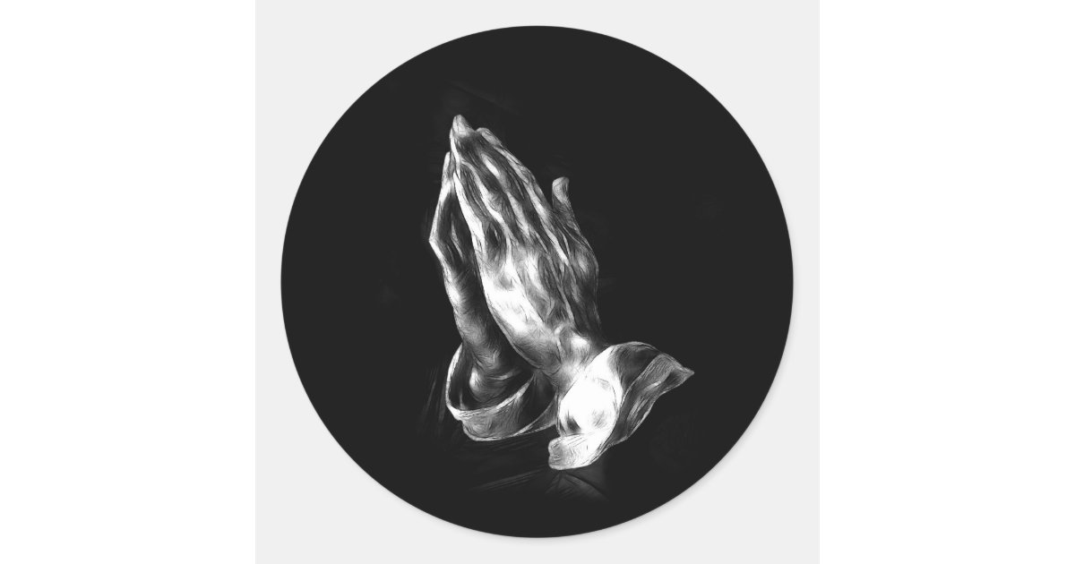 PRAYING HANDS CLASSIC ROUND STICKER, Zazzle