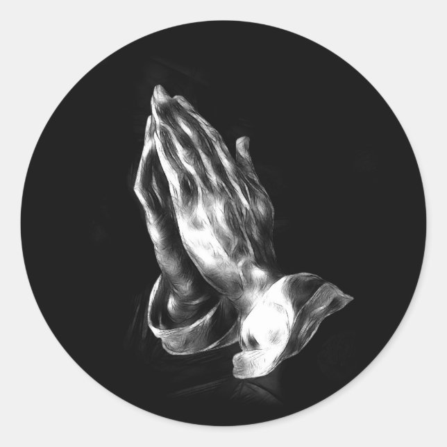 Praying hands classic round sticker (Front)