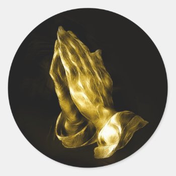 Praying Hands Classic Round Sticker by deemac1 at Zazzle