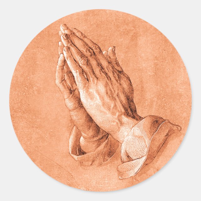 Praying Hands Classic Round Sticker (Front)