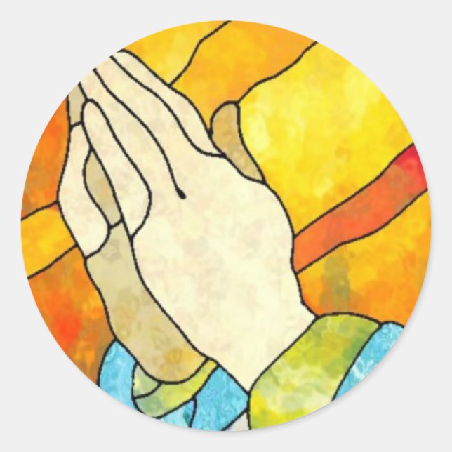 Praying Hands Classic Round Sticker (Front)