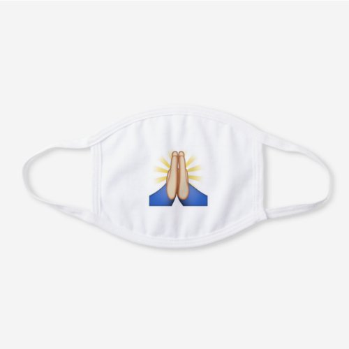praying hands emoji white cotton face mask