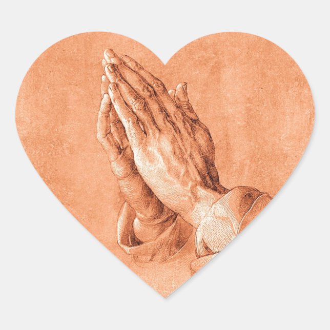 Praying Hands Heart Sticker (Front)