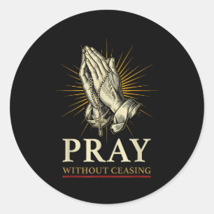 Praying Hands Jesus Cross Rosary Faith Devotion Pr Classic Round Sticker