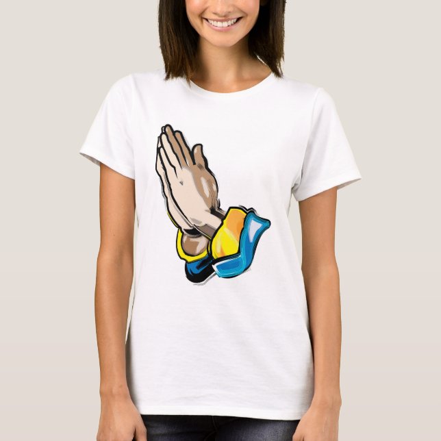 Praying Hands Ladies Burnout T-Shirt (Front)