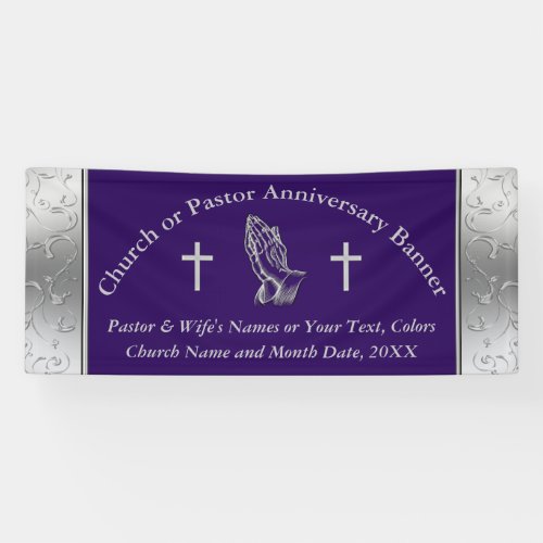 Praying Hands Pastor or Church Anniversary Banner