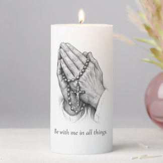 Praying Hands Pillar Candle