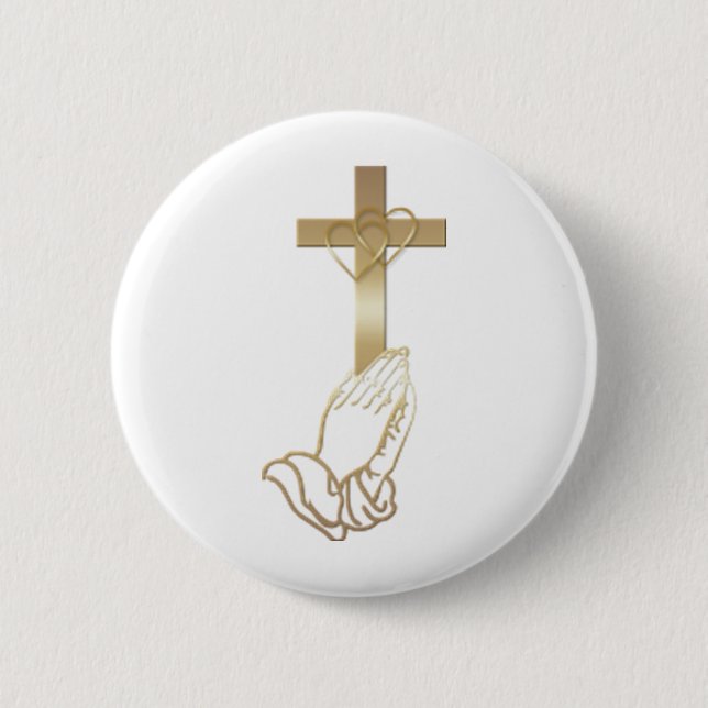 Praying Hands Pinback Button (Front)