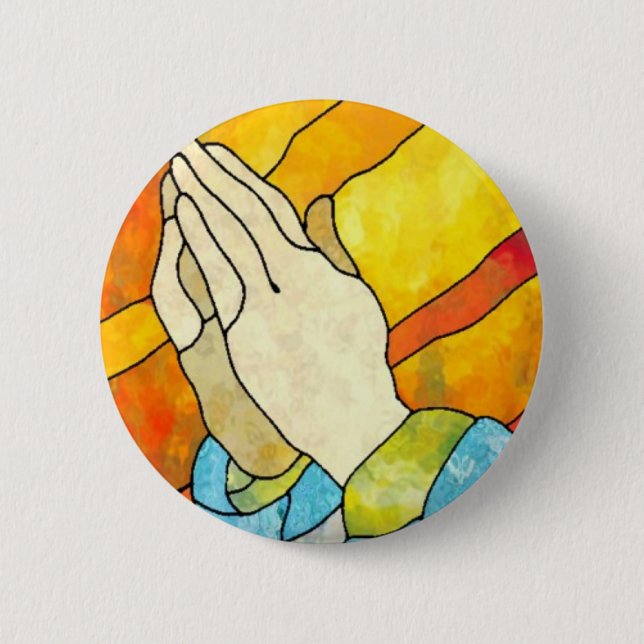 Praying Hands Pinback Button (Front)