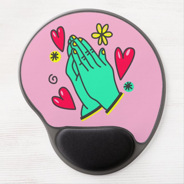 Praying Hands PnkBgd I Gel Mouse Pad (Front)
