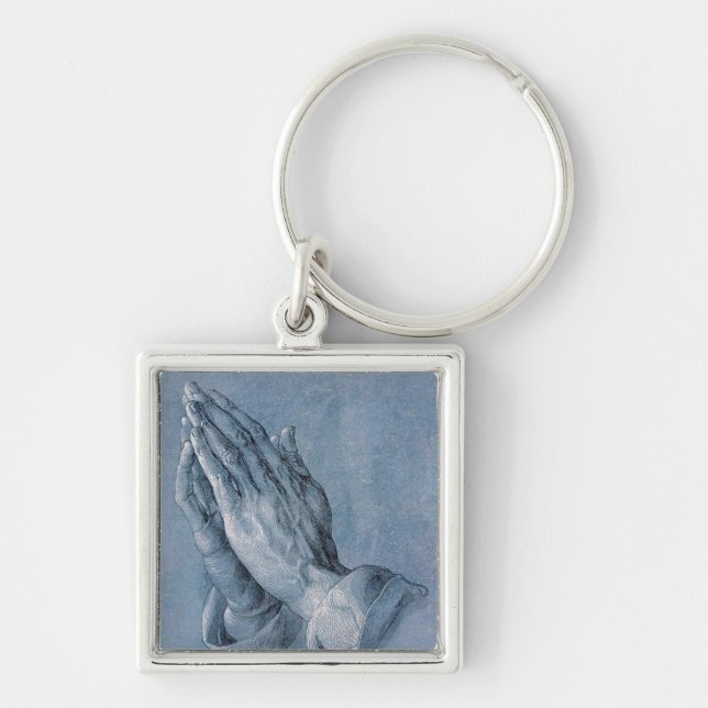 Praying Hands Premium Square Key Chain. Keychain (Front)