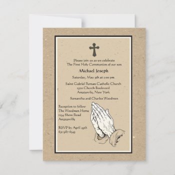Praying Hands Religious Invitation by PixiePrints at Zazzle