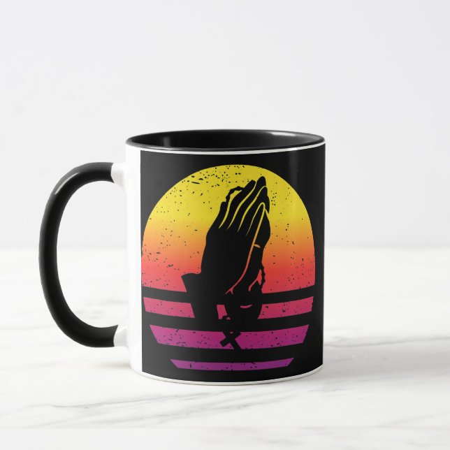 Praying Hands Retro Style Vintage  Mug (Left)