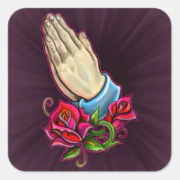 praying hands with roses