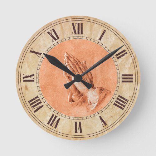 Praying Hands Round Clock