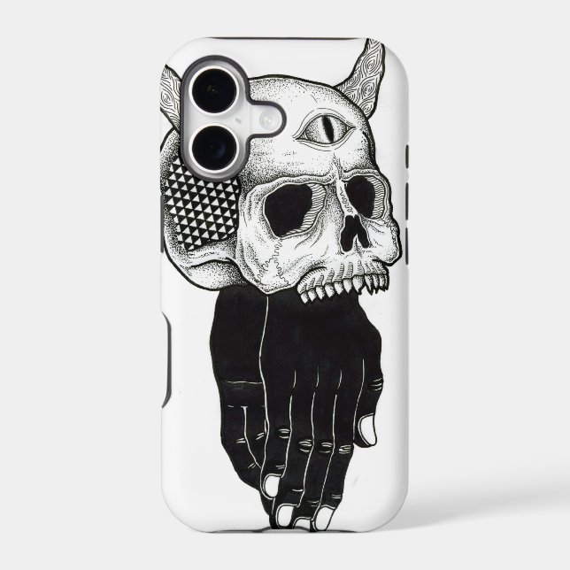 praying hands skull iphone case (Back)