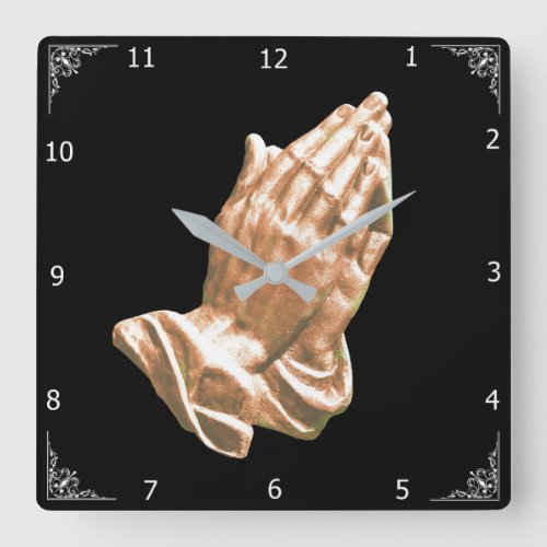 PRAYING HANDS SQUARE WALL CLOCK