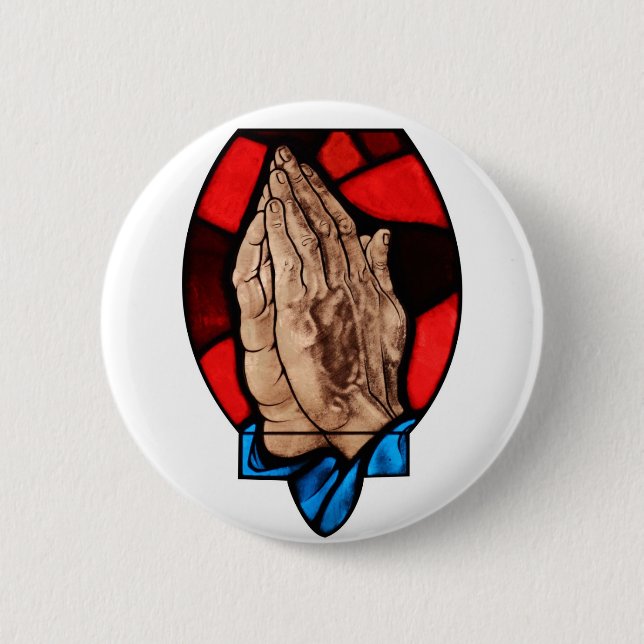 Praying Hands Stained Glass Art Button (Front)