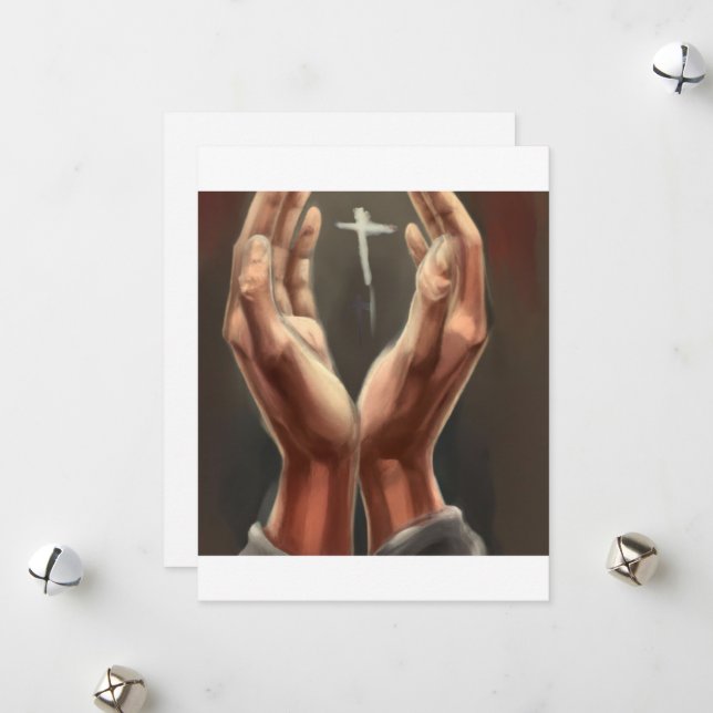 Praying Hands Stationery Card (Front/Back In Situ)