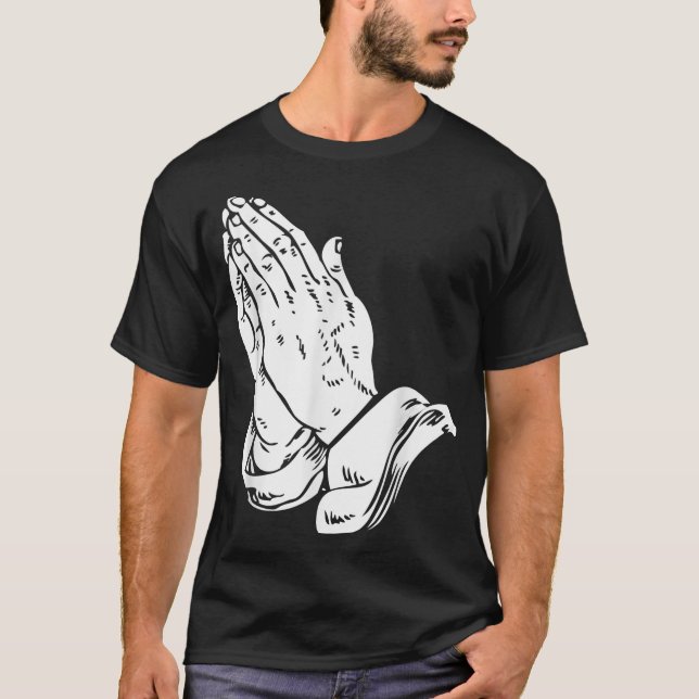 Praying Hands T Shirt - Cool Christian religious J (Front)