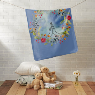 Praying hands watercolor baby blanket